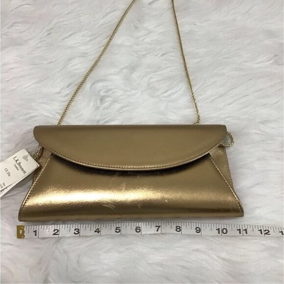 LK BENNET CU FLO Clutch Shoulder Bag Gold Metallic *New With Defects - Picture 8 of 8